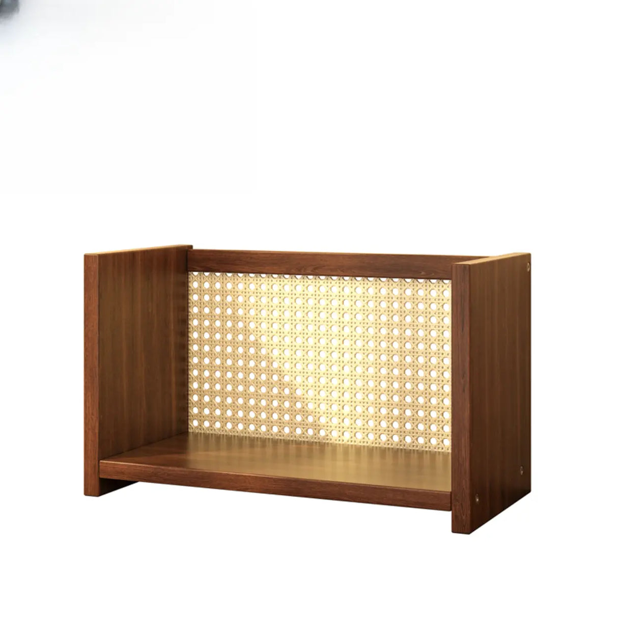 Simple Closed Cane Back Walnut Wood Desktop Bookcase Image - 3