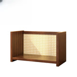 Simple Closed Cane Back Walnut Wood Desktop Bookcase Image - 3