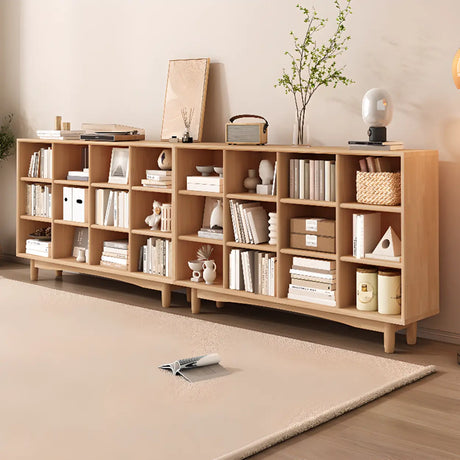 Simple Closed Horizontal Rectangular Long Wood Bookcase Image - 1