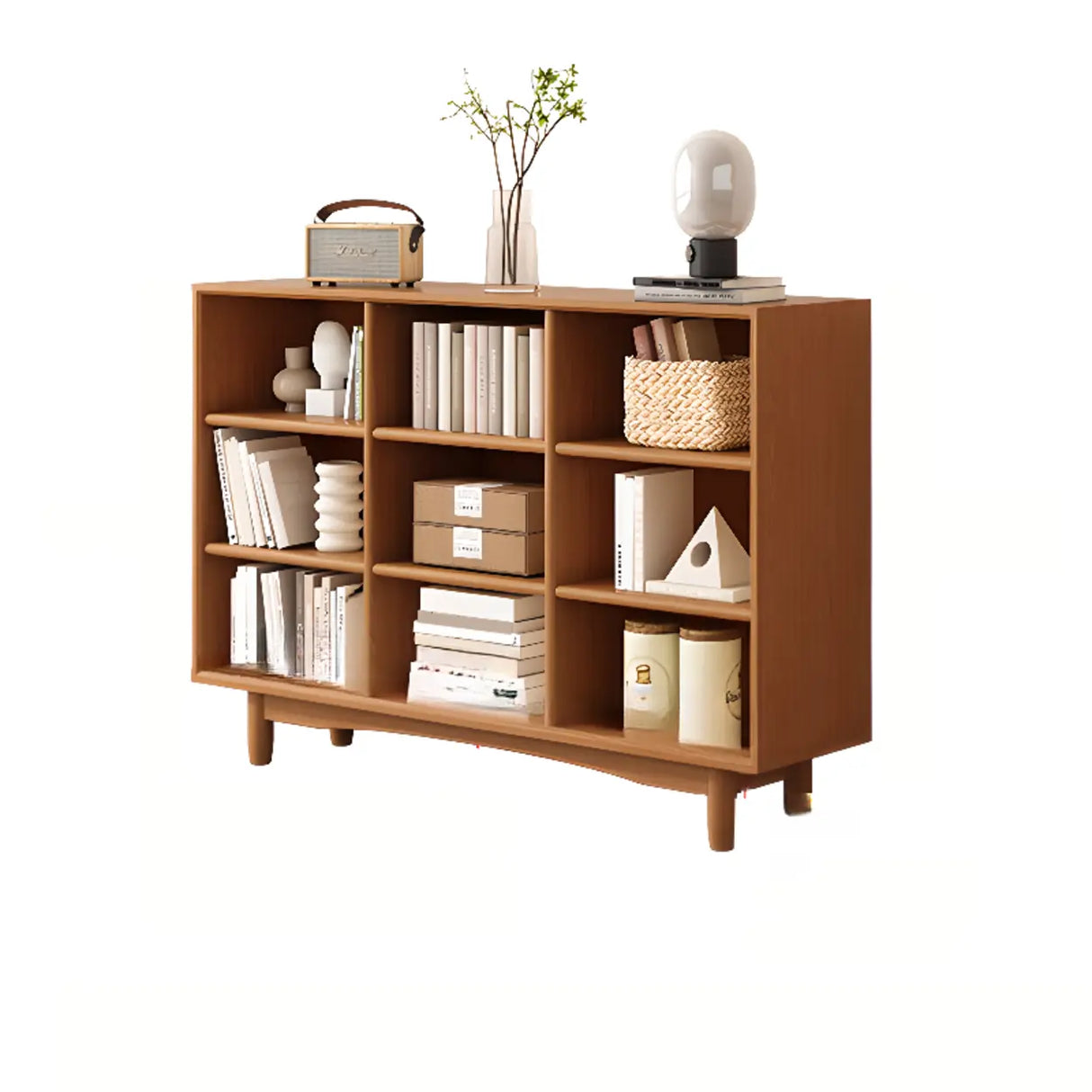 Simple Closed Horizontal Rectangular Long Wood Bookcase Image - 11
