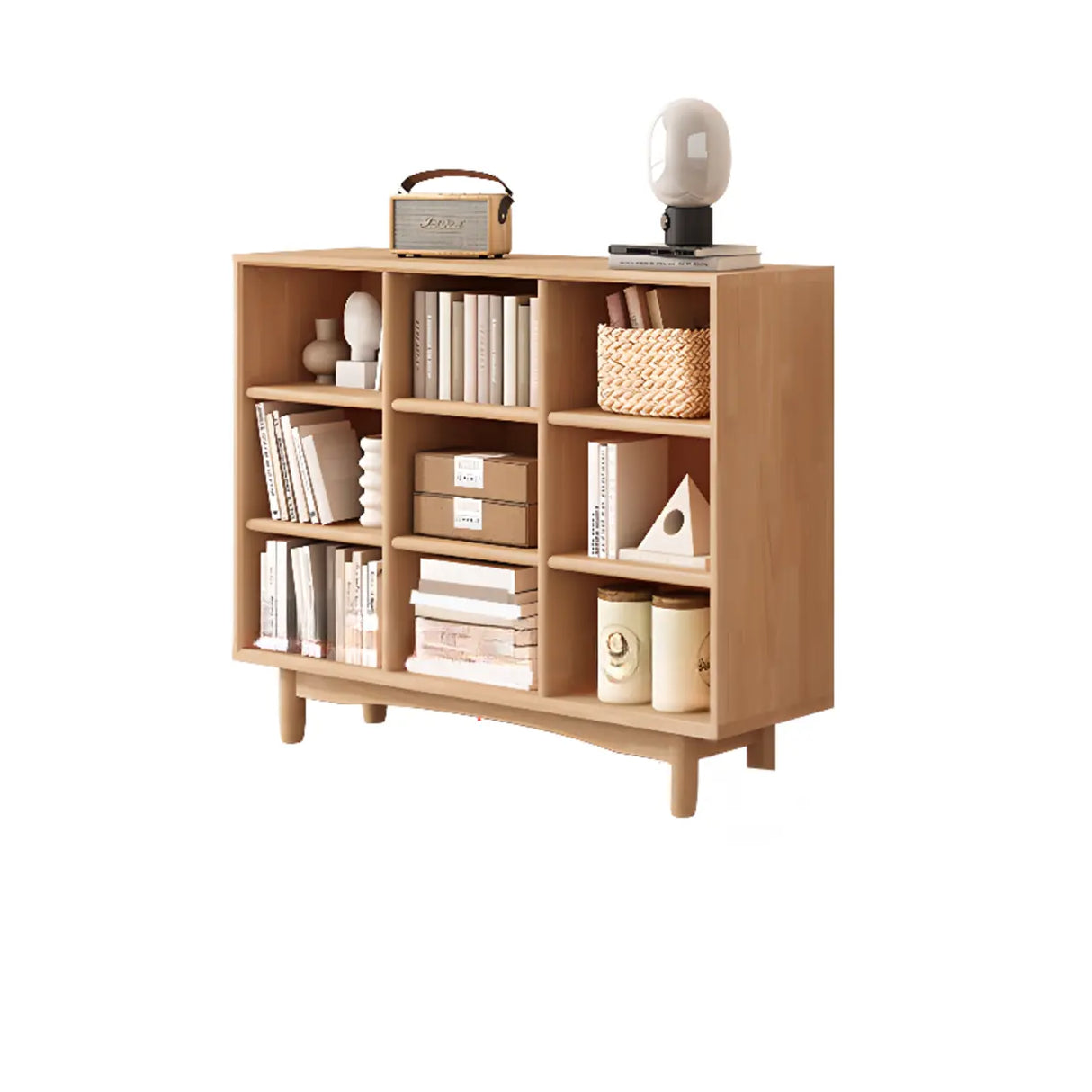 Simple Closed Horizontal Rectangular Long Wood Bookcase Image - 13