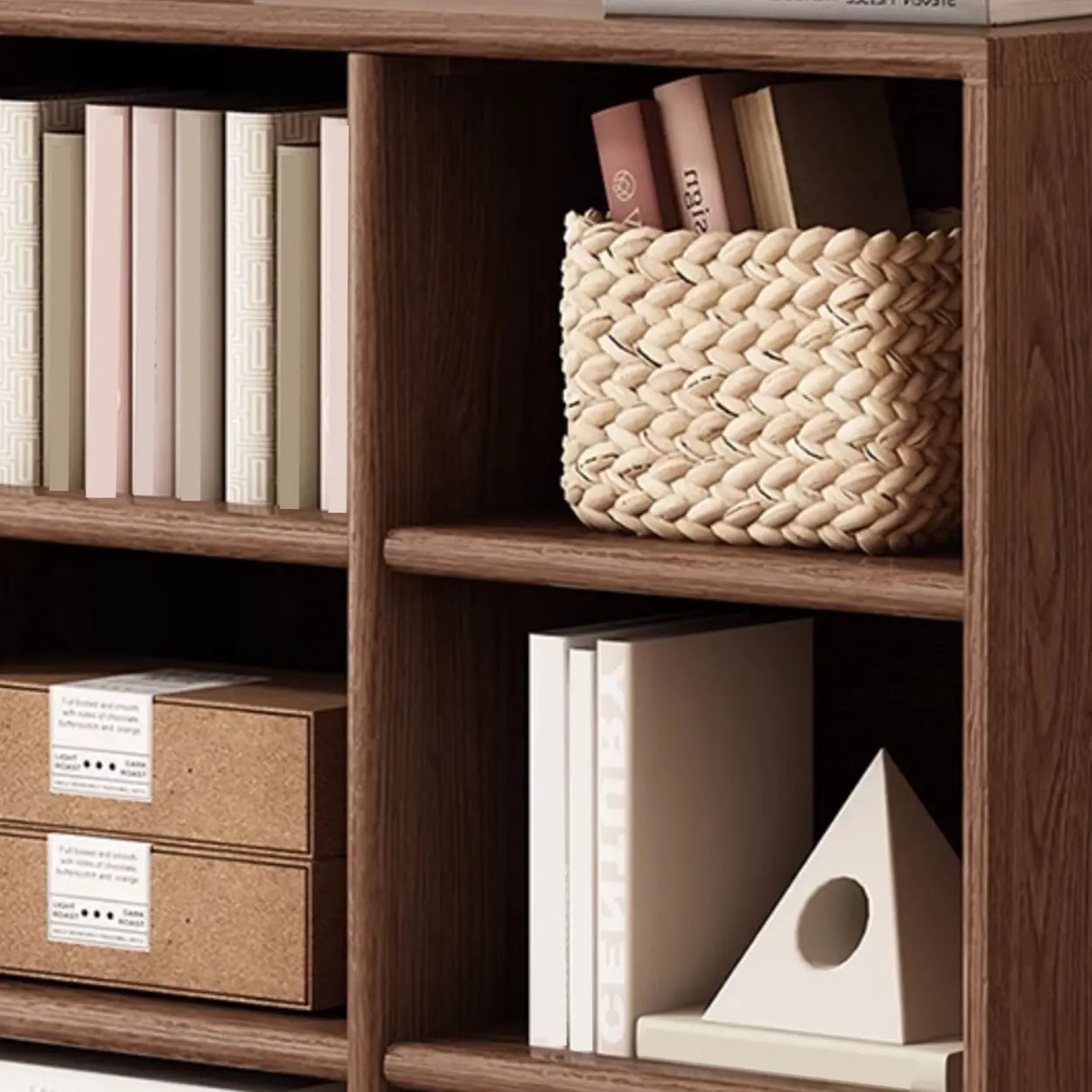 Simple Closed Horizontal Rectangular Long Wood Bookcase Image - 14