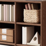Simple Closed Horizontal Rectangular Long Wood Bookcase Image - 14