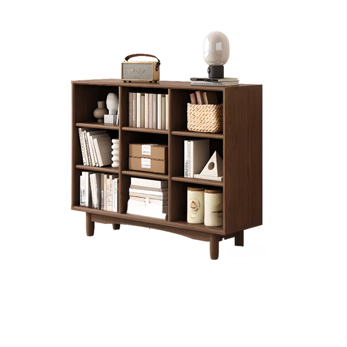 Simple Closed Horizontal Rectangular Long Wood Bookcase Image - 15