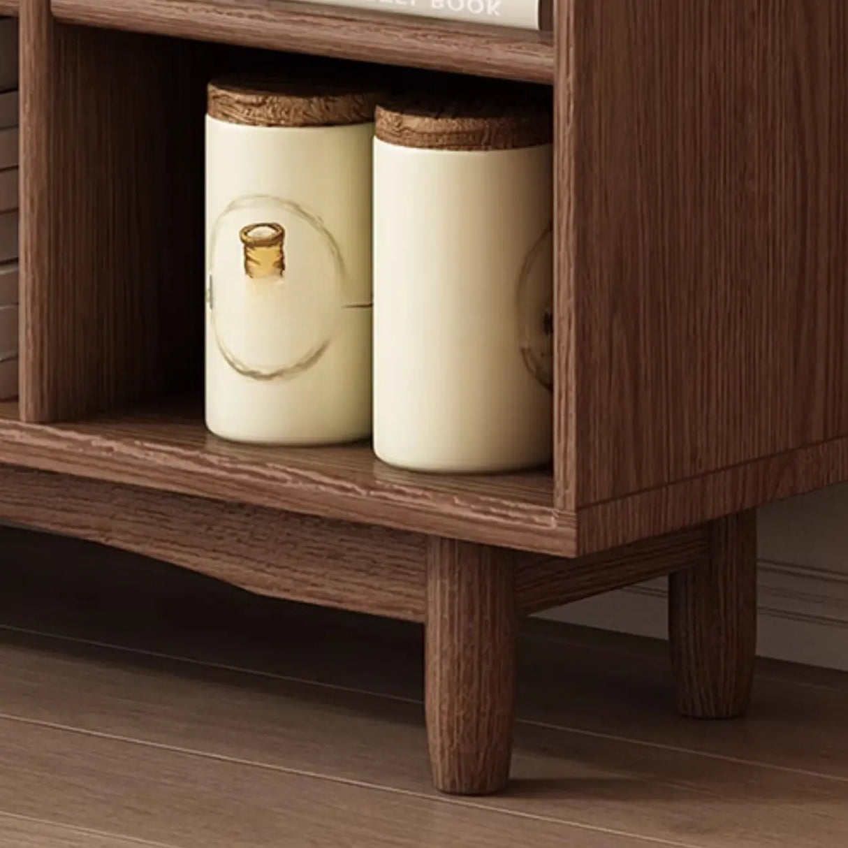 Simple Closed Horizontal Rectangular Long Wood Bookcase Image - 16