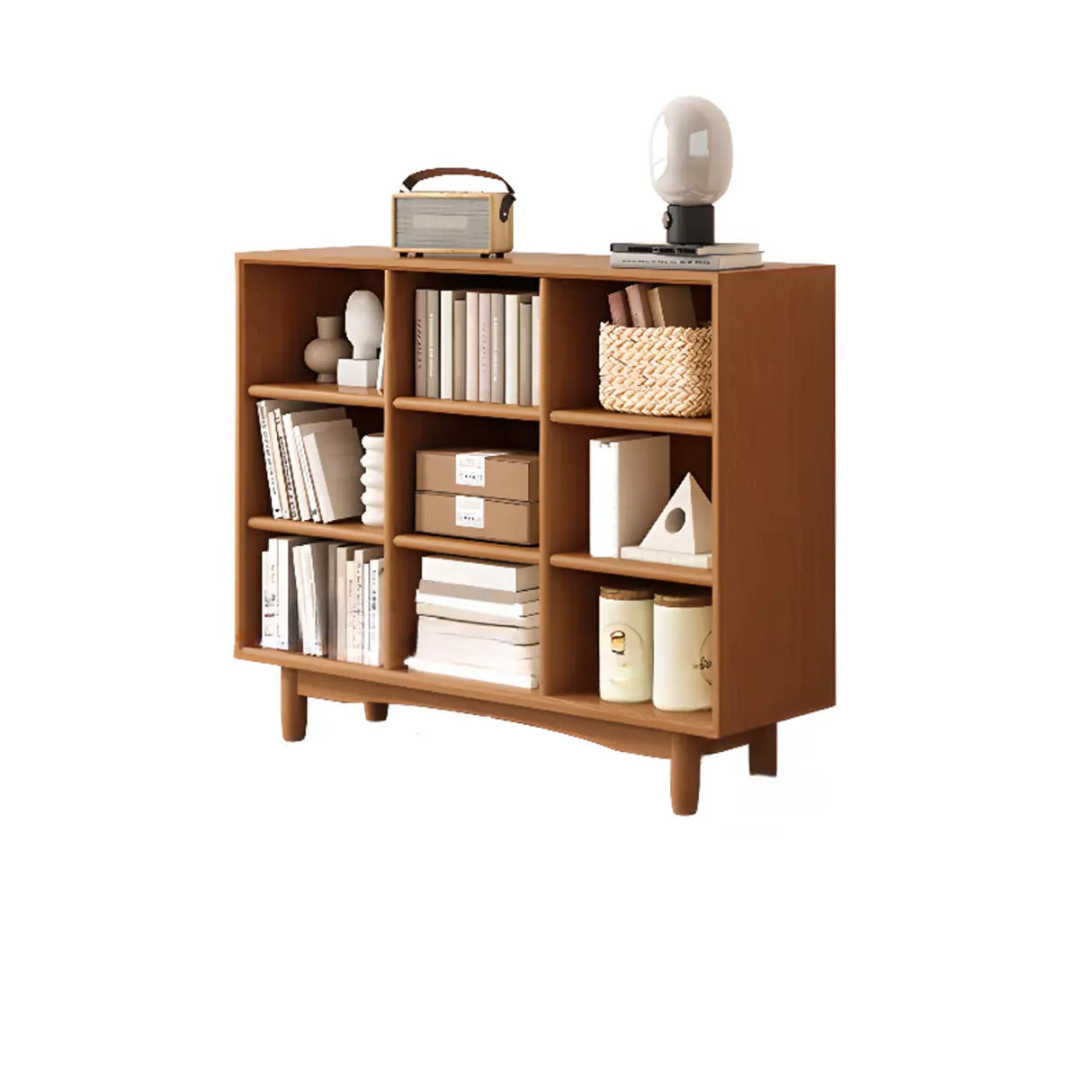 Simple Closed Horizontal Rectangular Long Wood Bookcase Image - 17