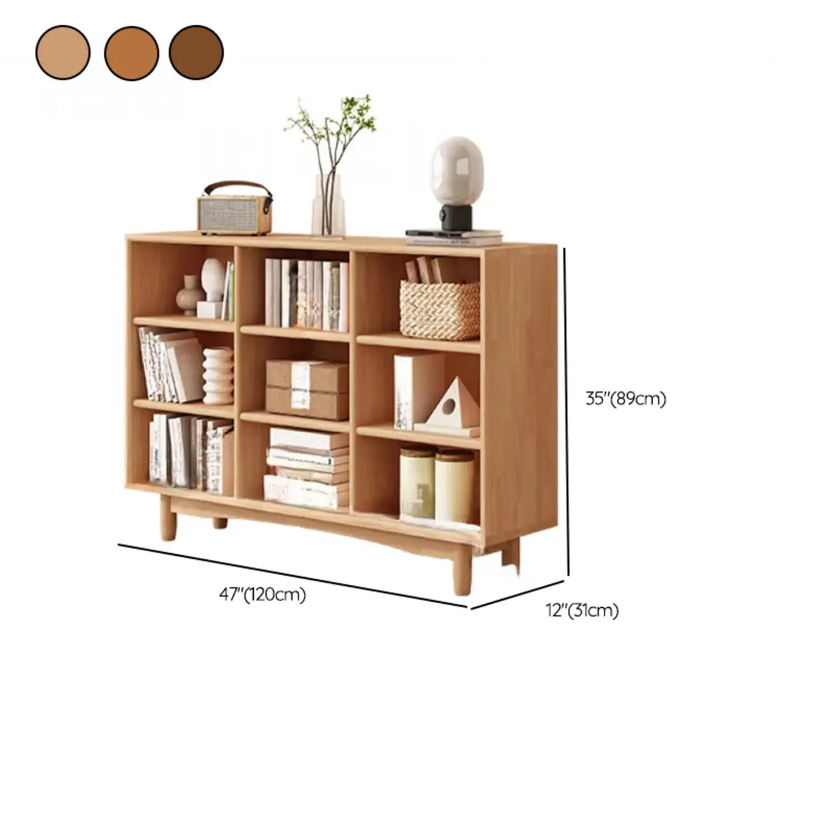 Simple Closed Horizontal Rectangular Long Wood Bookcase Image - 19