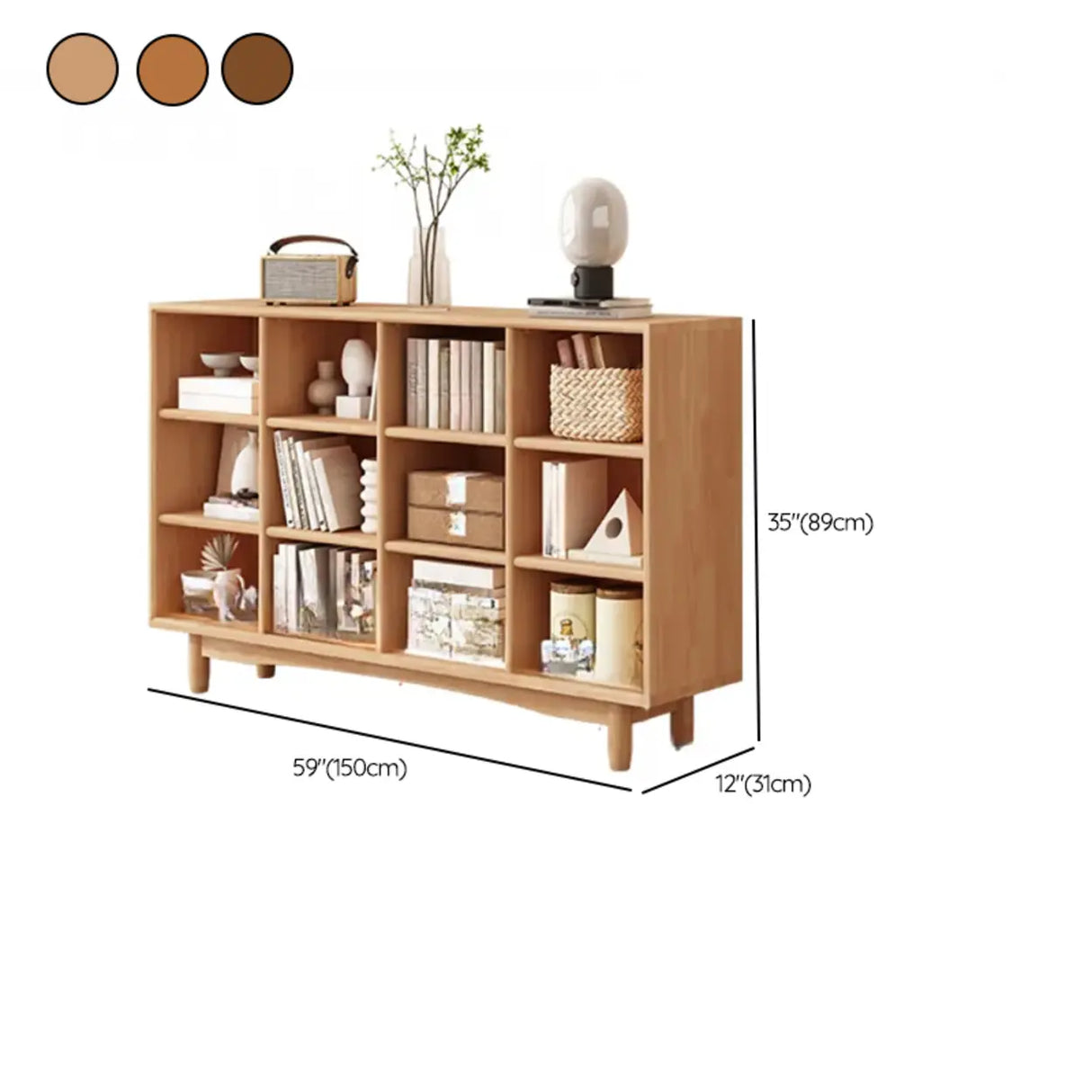 Simple Closed Horizontal Rectangular Long Wood Bookcase Image - 20