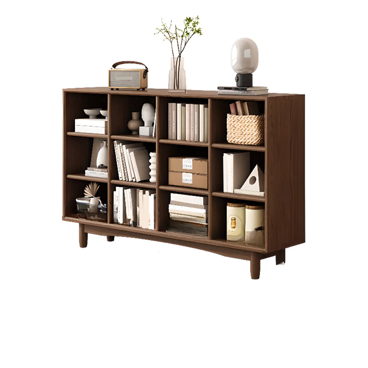 Simple Closed Horizontal Rectangular Long Wood Bookcase Image - 3