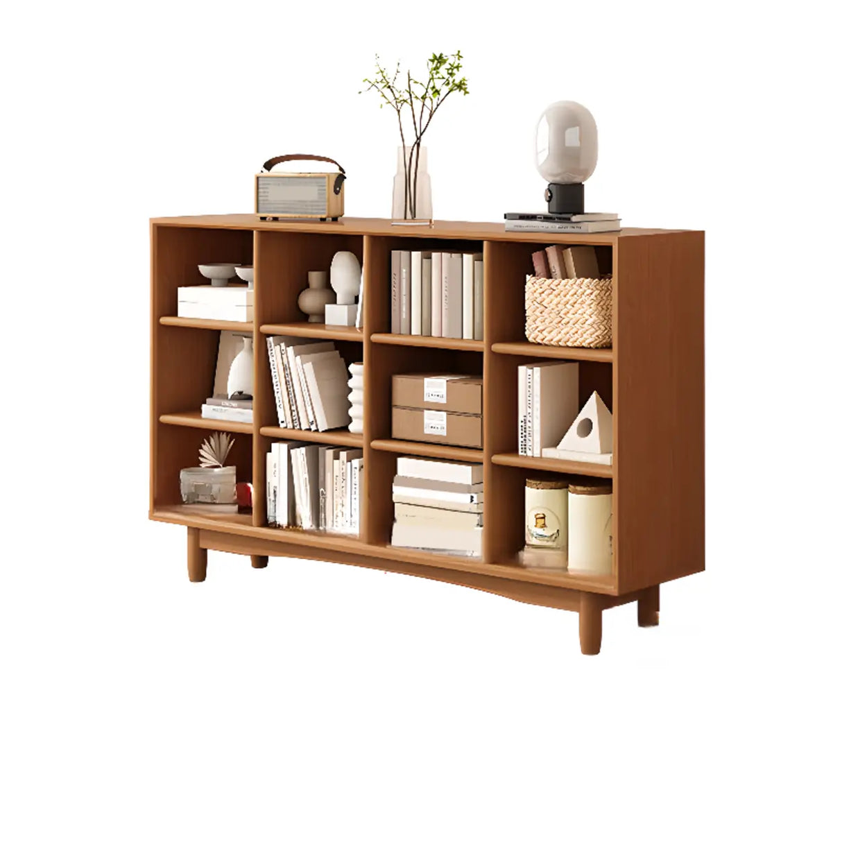 Simple Closed Horizontal Rectangular Long Wood Bookcase Image - 5
