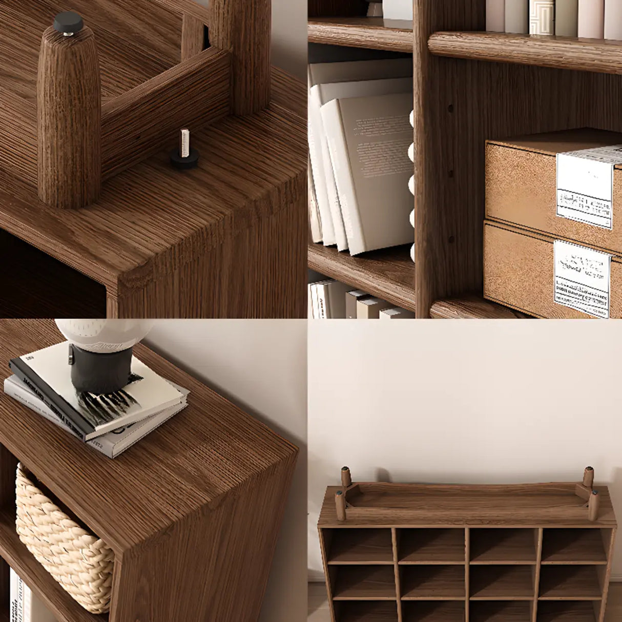 Simple Closed Horizontal Rectangular Long Wood Bookcase Image - 9