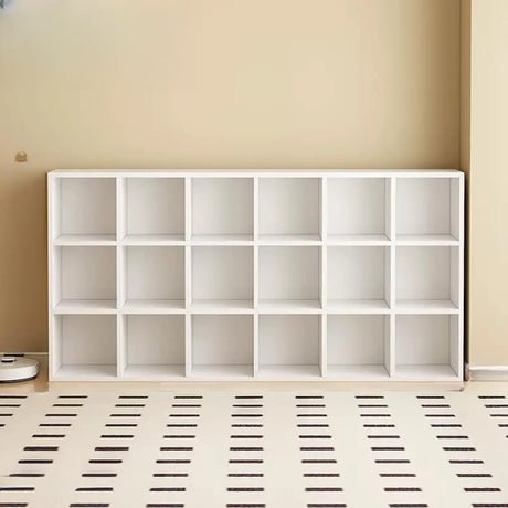 Simple Closed Reclaimed Wood Modular Cube Wide Bookcase Image - 2