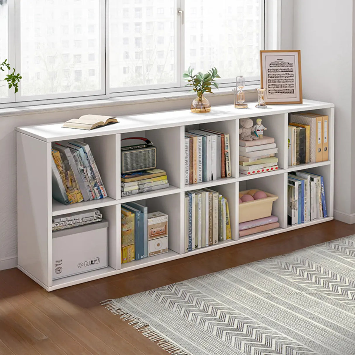 Simple Closed Reclaimed Wood Modular Cube Wide Bookcase Image - 21