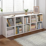 Simple Closed Reclaimed Wood Modular Cube Wide Bookcase Image - 21