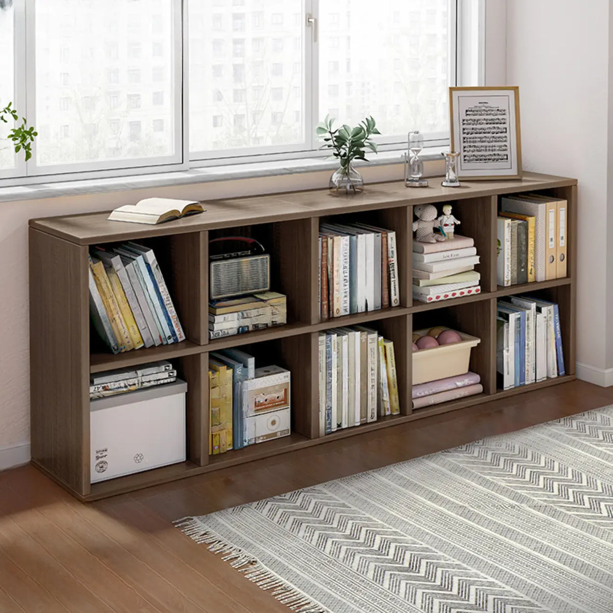 Simple Closed Reclaimed Wood Modular Cube Wide Bookcase Image - 22