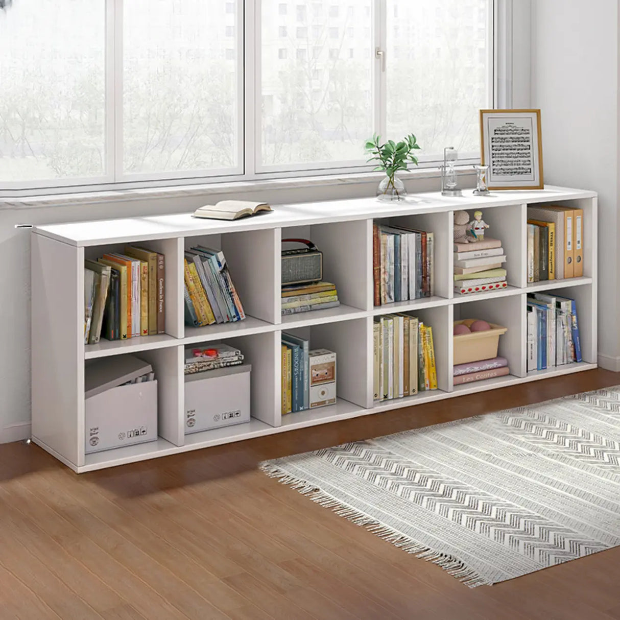 Simple Closed Reclaimed Wood Modular Cube Wide Bookcase Image - 23