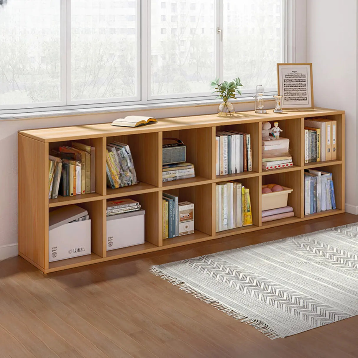 Simple Closed Reclaimed Wood Modular Cube Wide Bookcase Image - 24