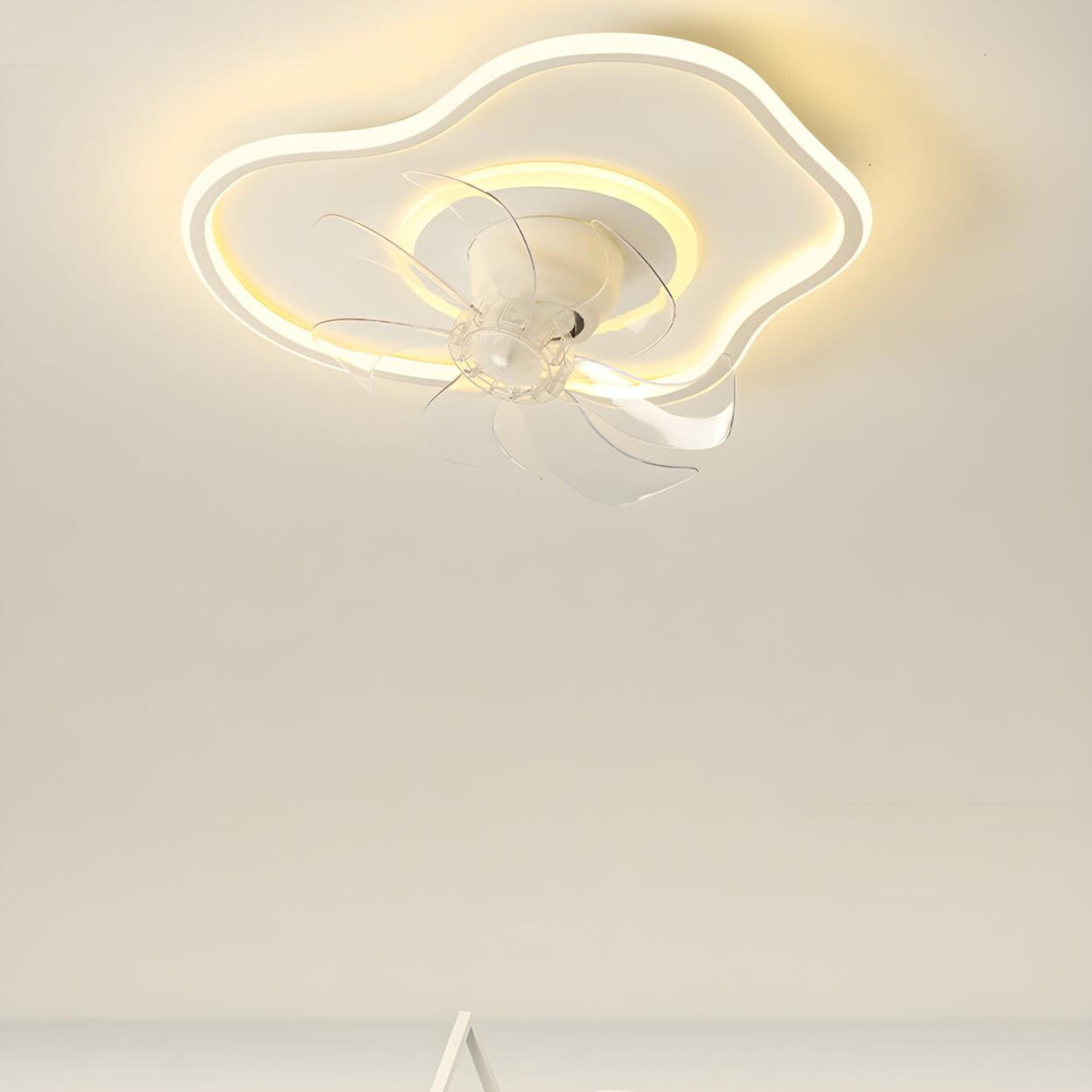 Simple Cloud Linear Recessed Ceiling Fan with Light Image - 1