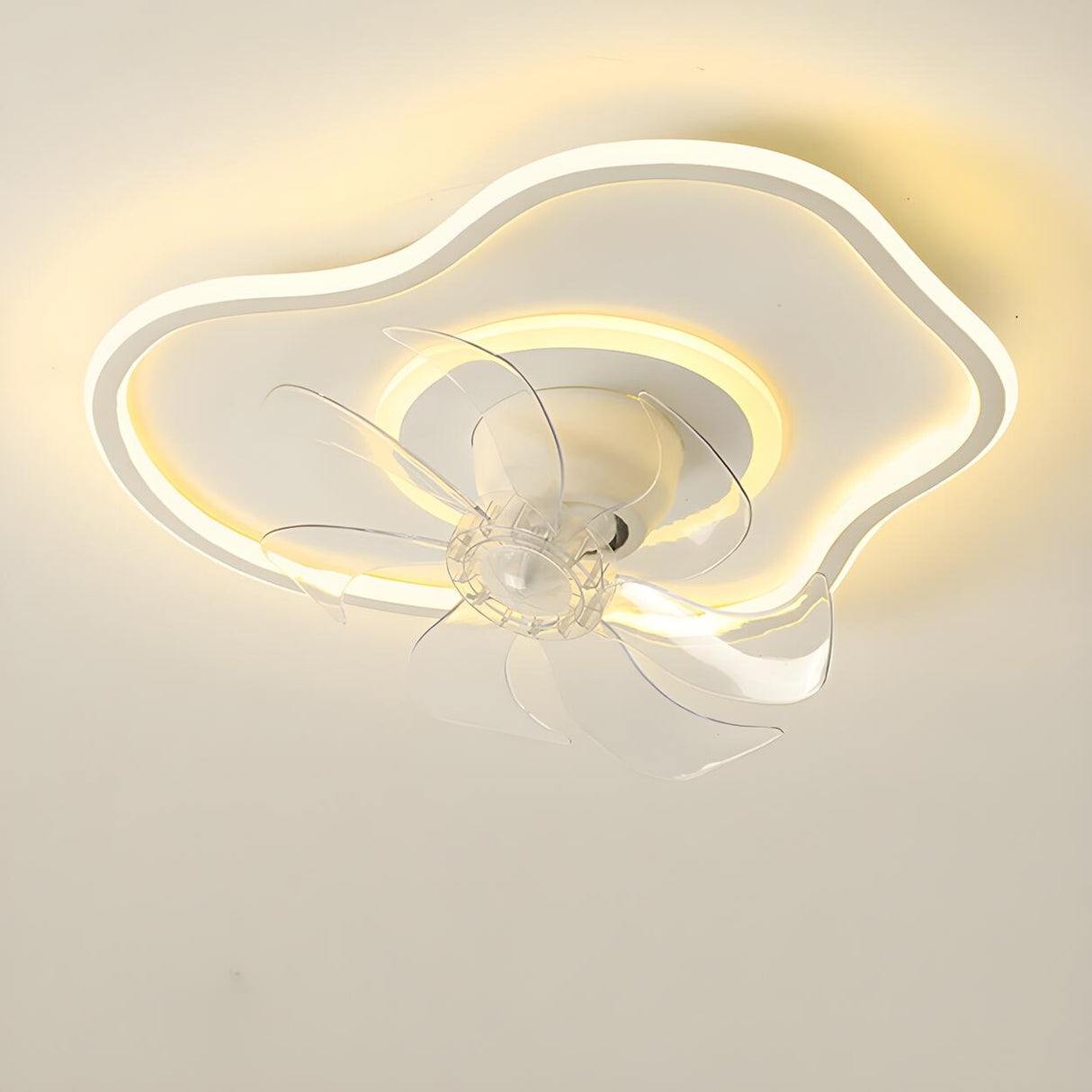 Simple Cloud Linear Recessed Ceiling Fan with Light Image - 10