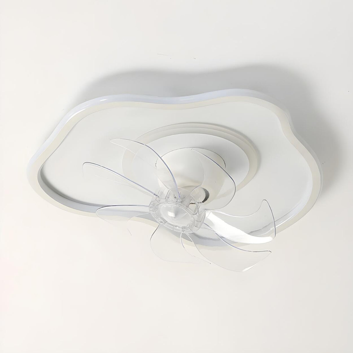 Simple Cloud Linear Recessed Ceiling Fan with Light Image - 11