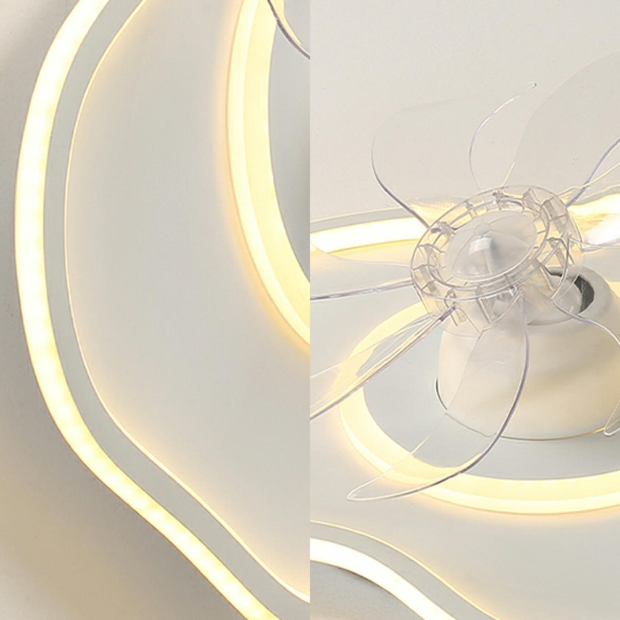 Simple Cloud Linear Recessed Ceiling Fan with Light Image - 12