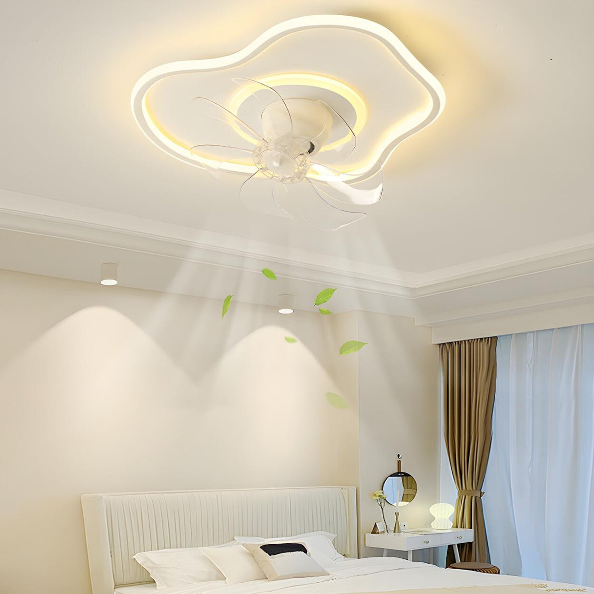 Simple Cloud Linear Recessed Ceiling Fan with Light Image - 3