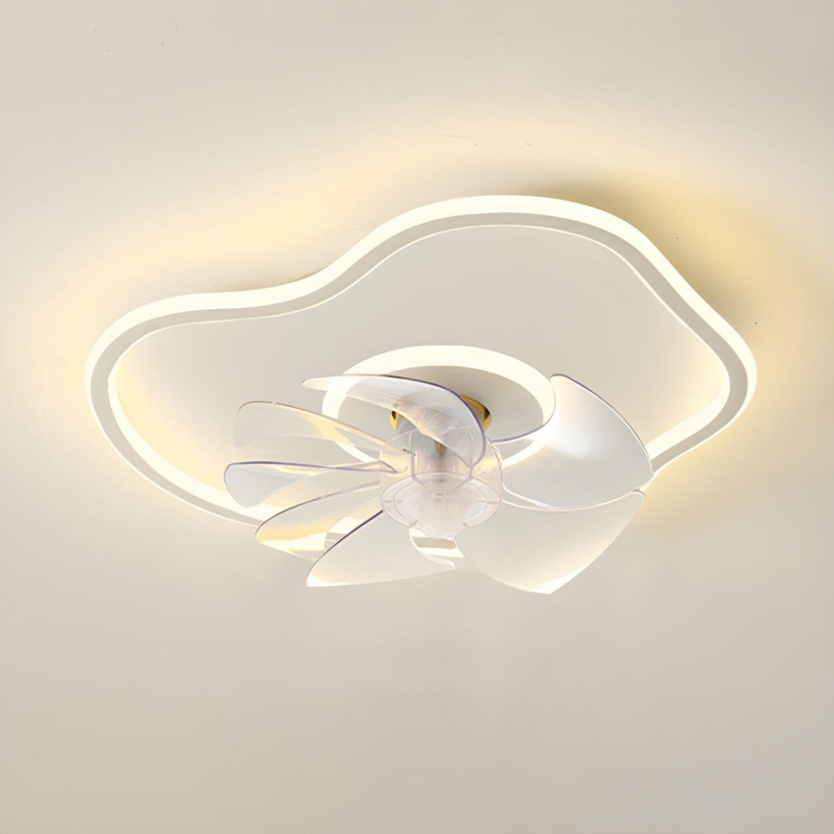 Simple Cloud Linear Recessed Ceiling Fan with Light Image - 7