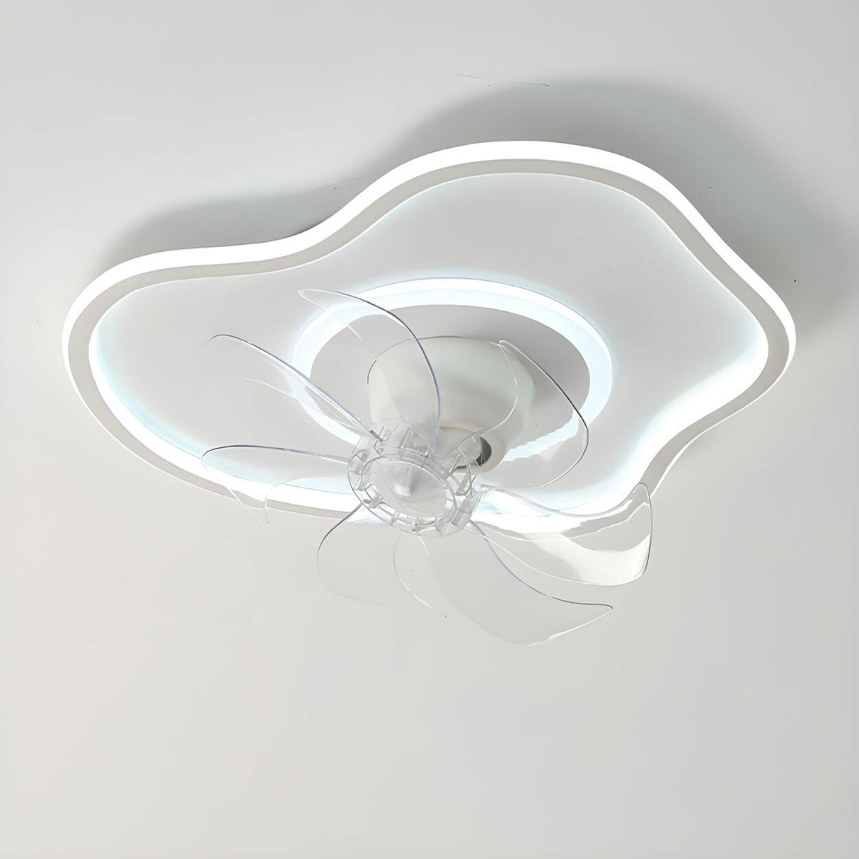 Simple Cloud Linear Recessed Ceiling Fan with Light Image - 9