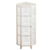 Simple Corner Glass Door White Narrow Display Bookcase Image - 5