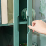 Simple Corner Wooden Green Storage Narrow Bookcase Image - 10