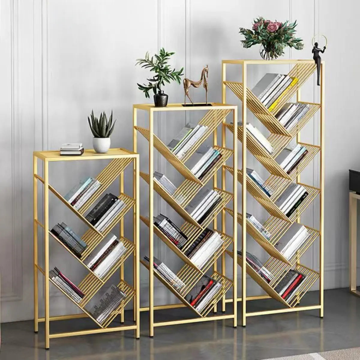 Simple Creative Tree-shaped Geometric Floor Bookshelf Image - 1
