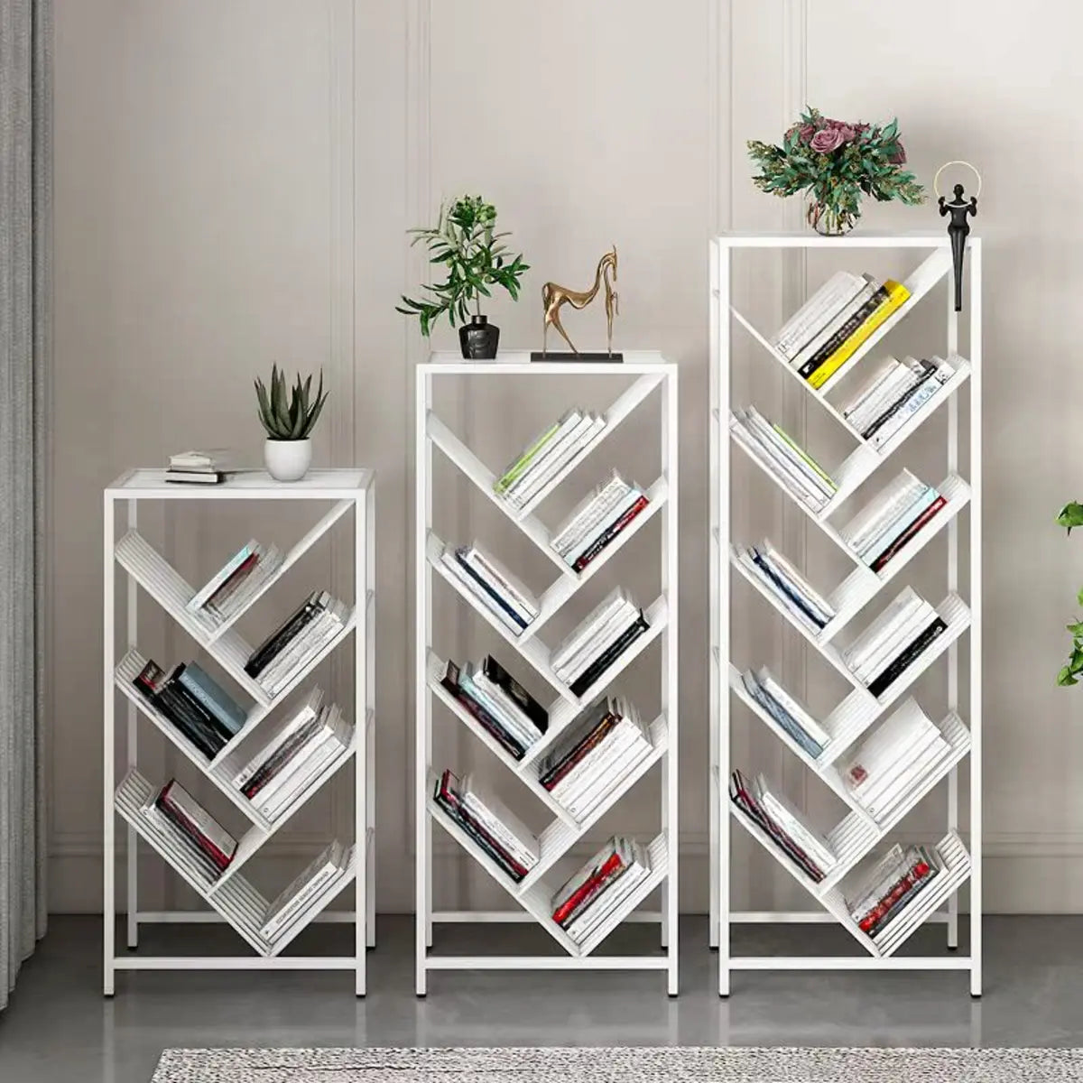 Simple Creative Tree-shaped Geometric Floor Bookshelf Image - 4