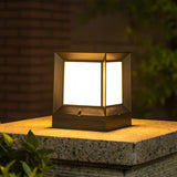 Simple Cube Metal Outdoor Garden Lantern Post Light Image - 11