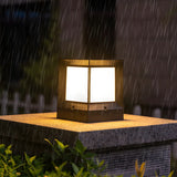 Simple Cube Metal Outdoor Garden Lantern Post Light Image - 12