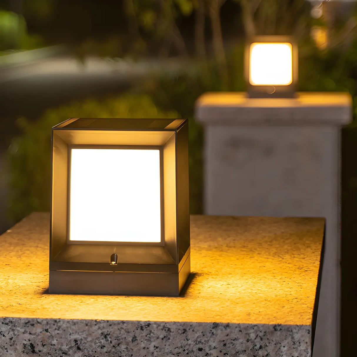 Simple Cube Metal Outdoor Garden Lantern Post Light Image - 13