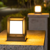 Simple Cube Metal Outdoor Garden Lantern Post Light Image - 13