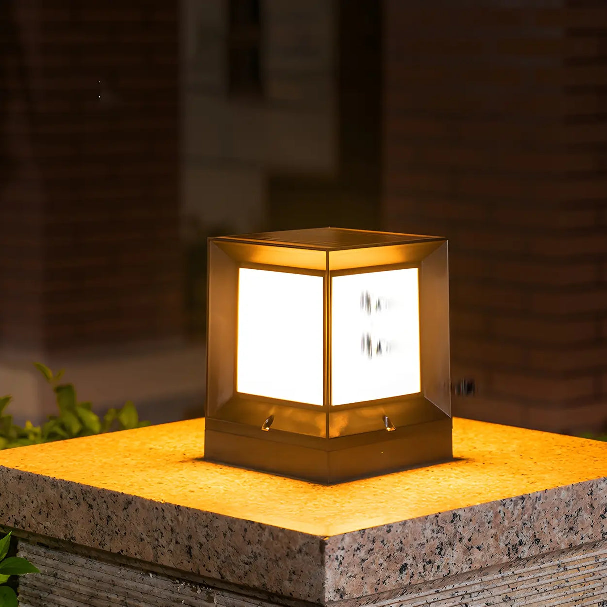 Simple Cube Metal Outdoor Garden Lantern Post Light Image - 14
