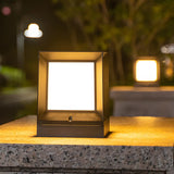 Simple Cube Metal Outdoor Garden Lantern Post Light Image - 4
