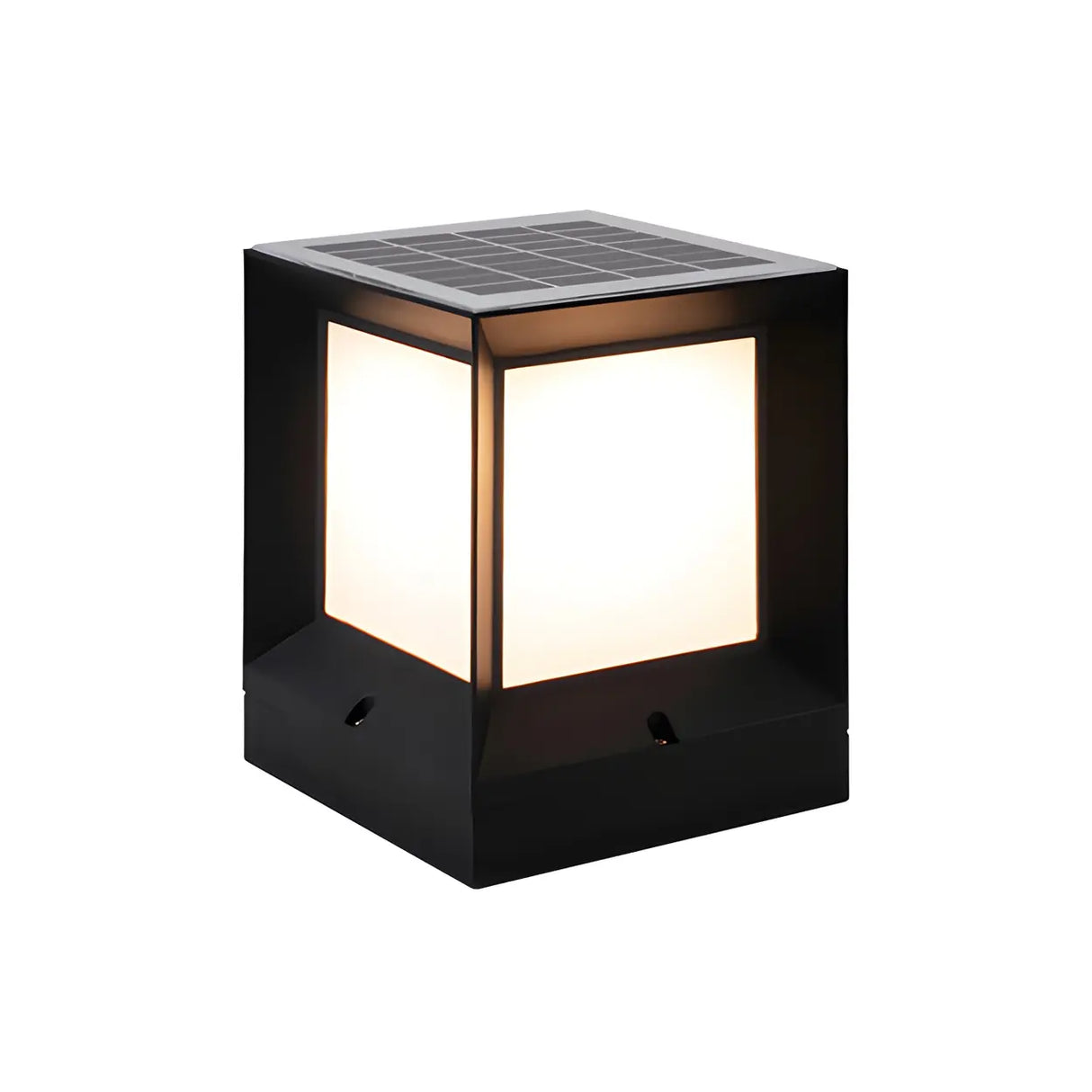 Simple Cube Metal Outdoor Garden Lantern Post Light Image - 5
