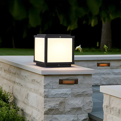 Simple Cube Metal Outdoor Waterproof Patio Post Light Image - 1