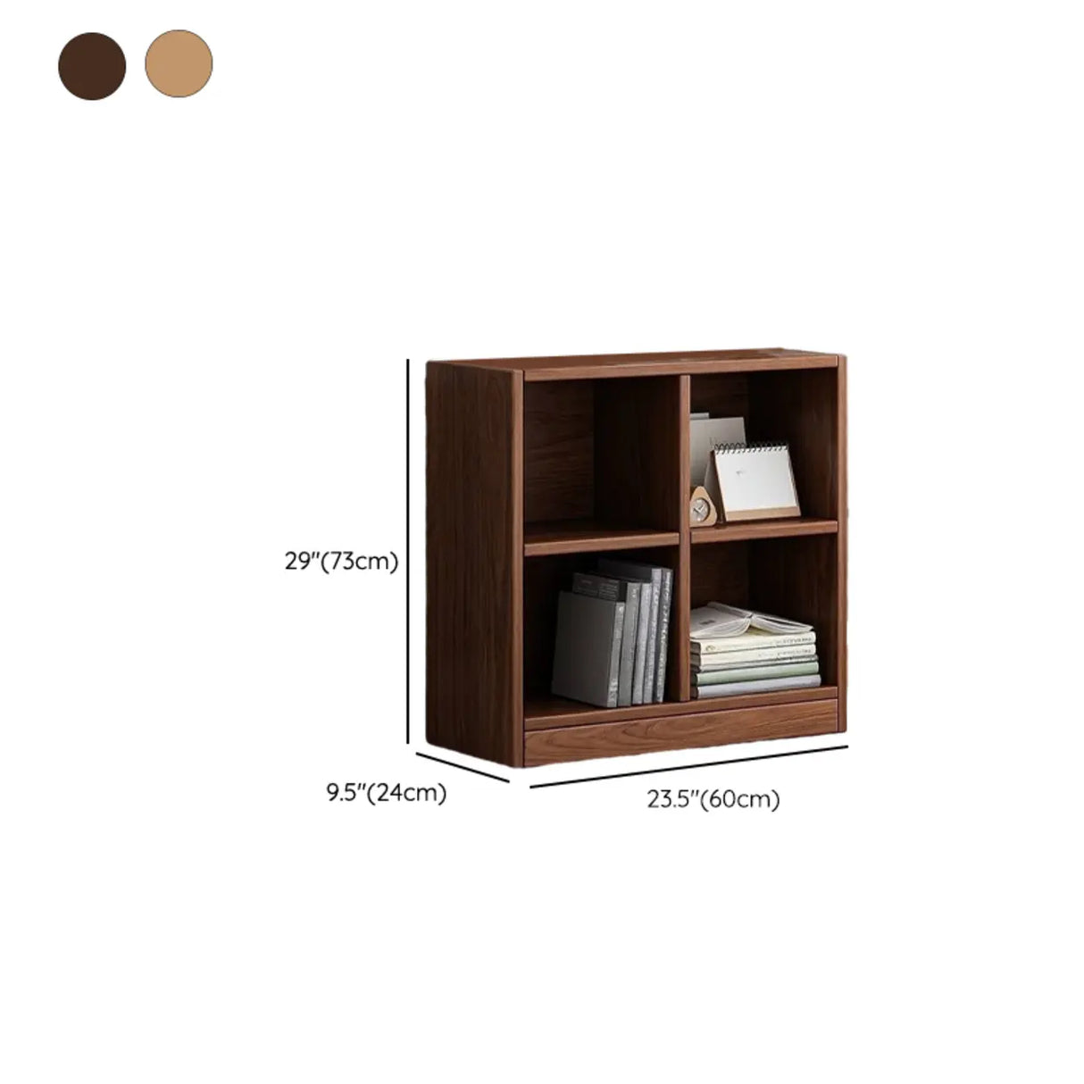 Simple Cube Solid Wood Brown Closed Short Bookcase 
