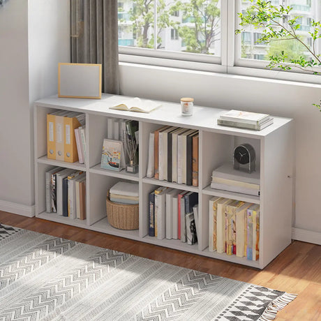 Simple Cube Wide Storage Unit Short Bookcase White Image - 1