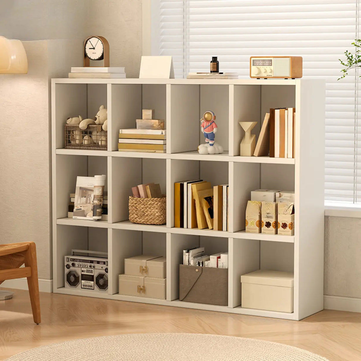 Simple Cube Wide Storage Unit Short Bookcase White Image - 12