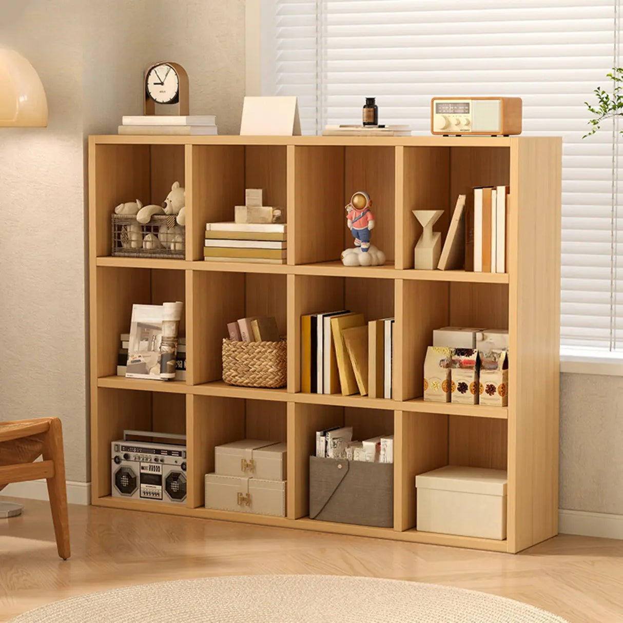Simple Cube Wide Storage Unit Short Bookcase White Image - 16