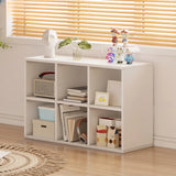 Simple Cube Wide Storage Unit Short Bookcase White Image - 23