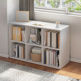 Simple Cube Wide Storage Unit Short Bookcase White Image - 31