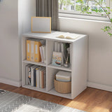 Simple Cube Wide Storage Unit Short Bookcase White Image - 34