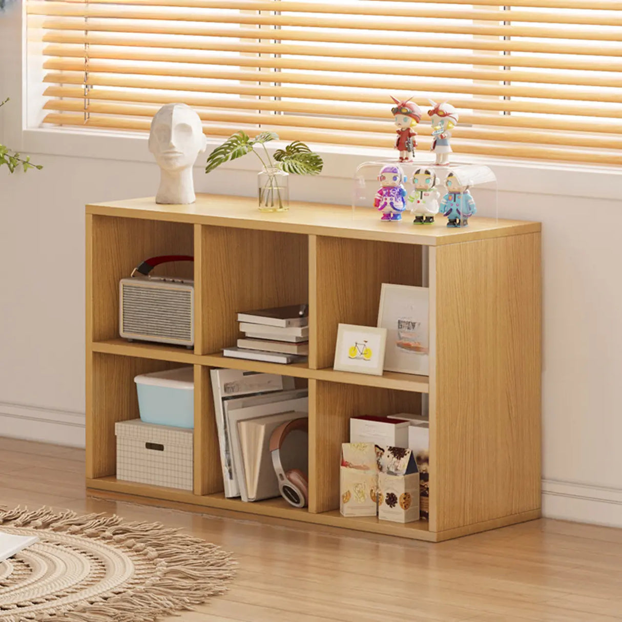 Simple Cube Wide Storage Unit Short Bookcase White Image - 35