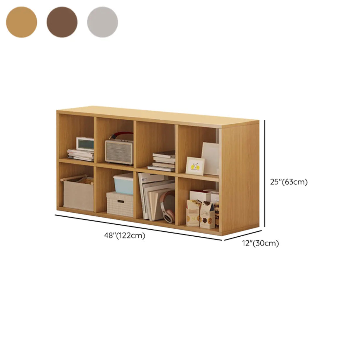 Simple Cube Wide Storage Unit Short Bookcase White Image - 44
