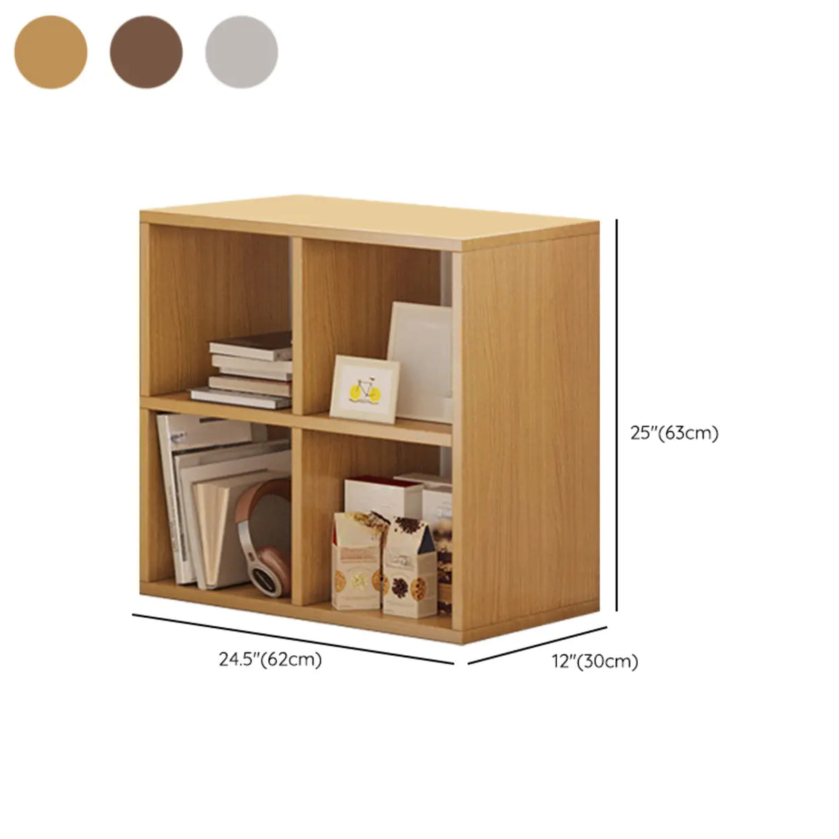 Simple Cube Wide Storage Unit Short Bookcase White Image - 40